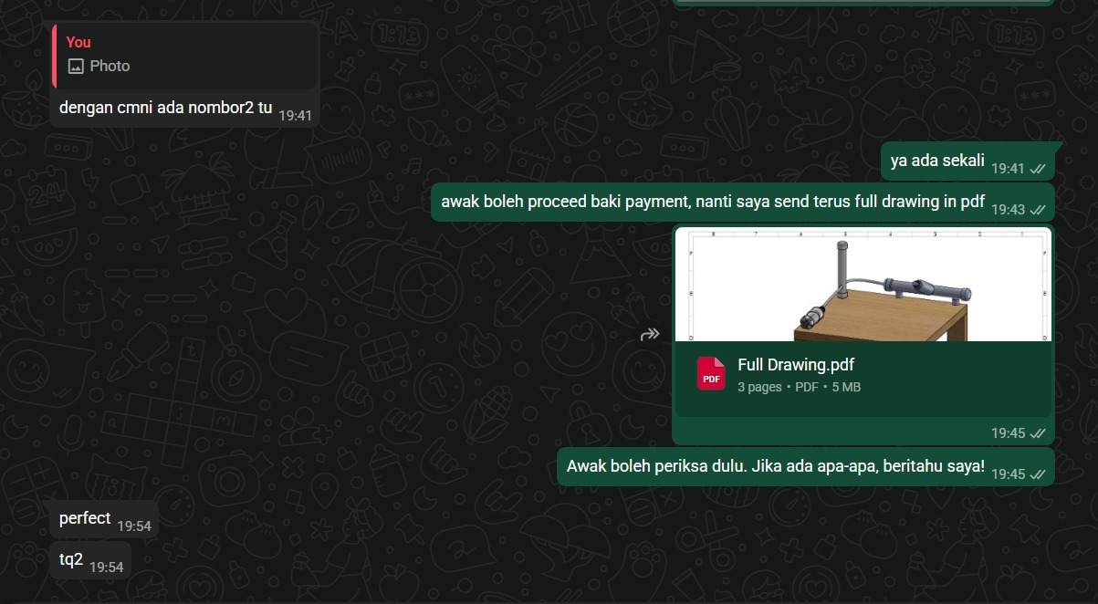 Customer feedback screenshot