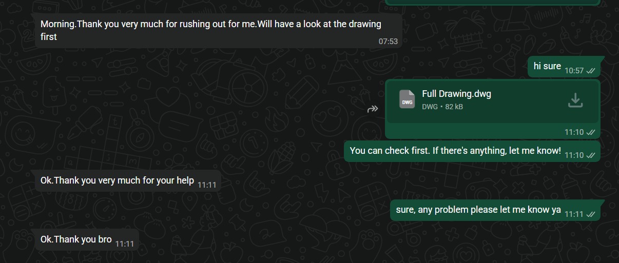 Customer feedback screenshot