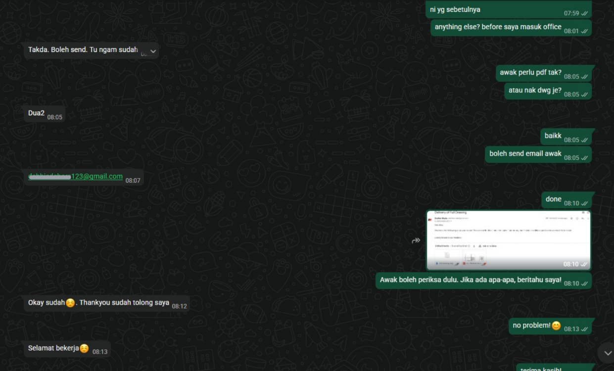 Customer feedback screenshot